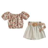 2022 new girl set summer floral topshorts 2pcs casual suit kid clothes girl children clothes for 2 6 years