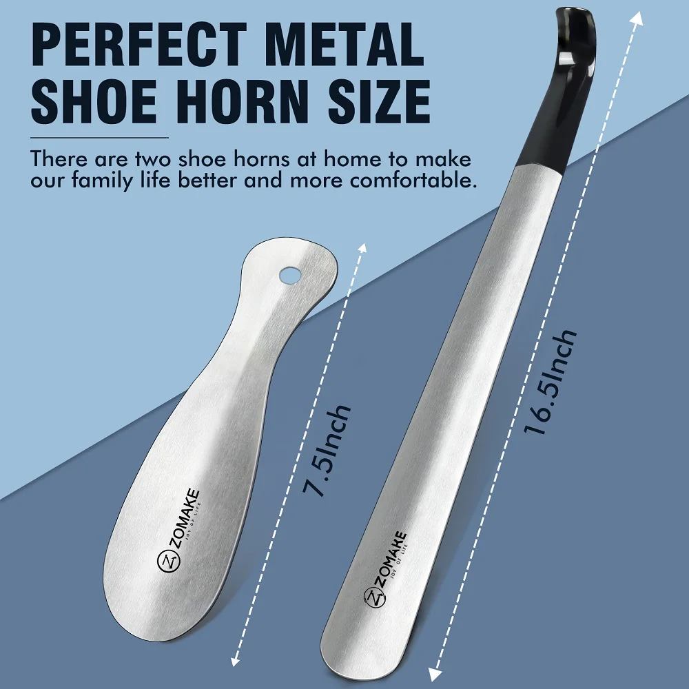 ZOMAKE Metal Long Handle ShoeHorn 16.5