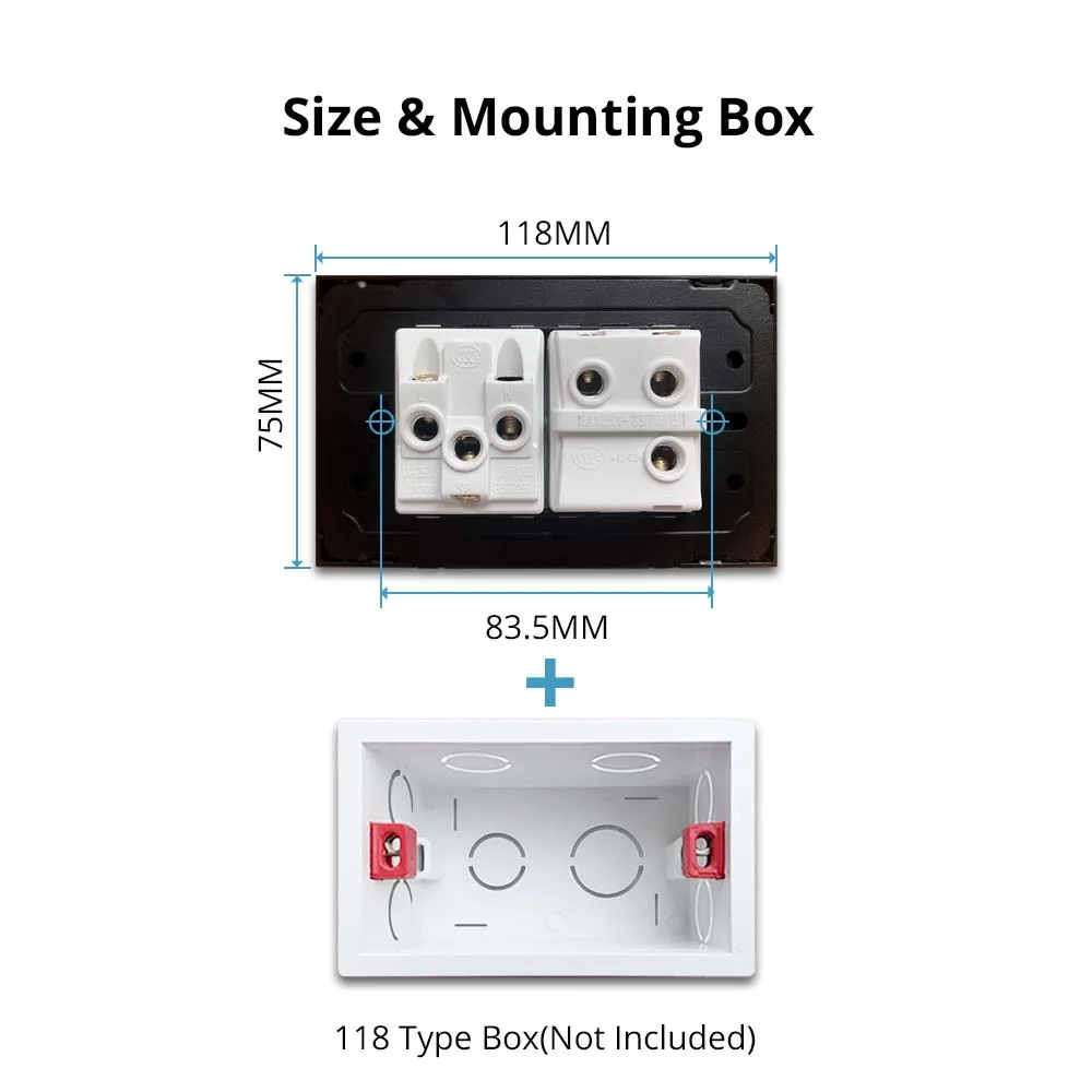 Wallpad 1 2 3 4 Gang 2 Way Rocker Button настенный выключатель света TV TEL RJ45 комплект розеток серебристая алюминиевая панель диммер 118*75 мм (art.: 3920bad758daf) - 3920bad758daf