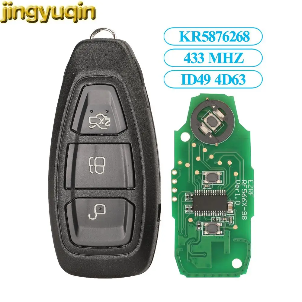 

Jingyuqin Keyless Smart Car Key Control 433Mhz ID49-PCF7953/4D63 For Ford Focus Mondeo Fiesta C-Max Kuga Escape Ecosport Escort