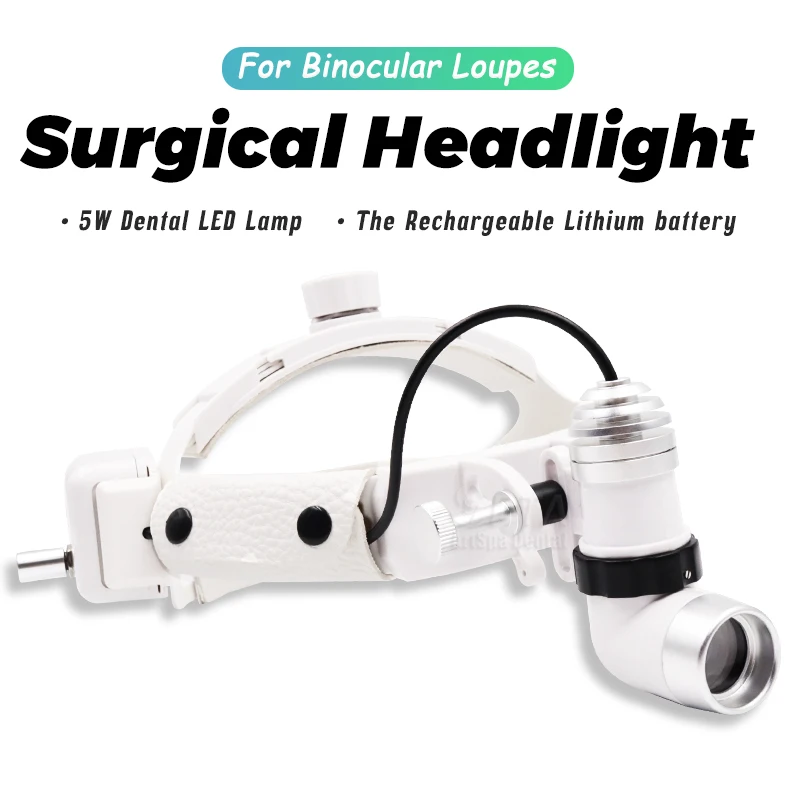 

5W Dentistry Headlamp Adjustable Headband With Removable Lithium Battery Adjustable Light Point Size For Dental Medical Loupes