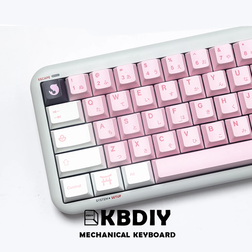 

KBDiy 145 Keys/Set Pink Cherry Blossoms Keycaps for Gaming Mechanical Keyboard MX Switches Cherry Profile PBT Keycap for 61/980