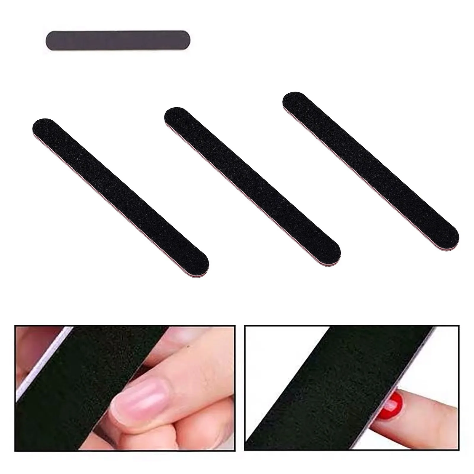 Black Sand Straight Nail File Polishing Strip Fashion New Portable Double Sided Nail Files Sanding Buffer Professional Manicure