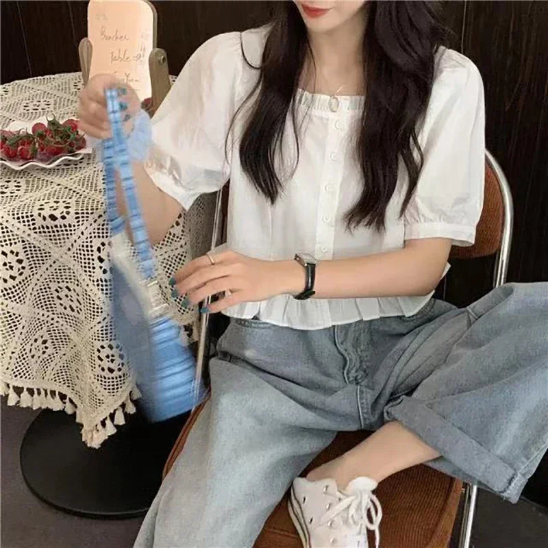 Новые весенние женские белые льняные хлопковые блузки для девочек повседневная