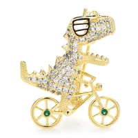 wulibaby bicycle dragon brooches for women men cute high quality animal casual collar pins gifts