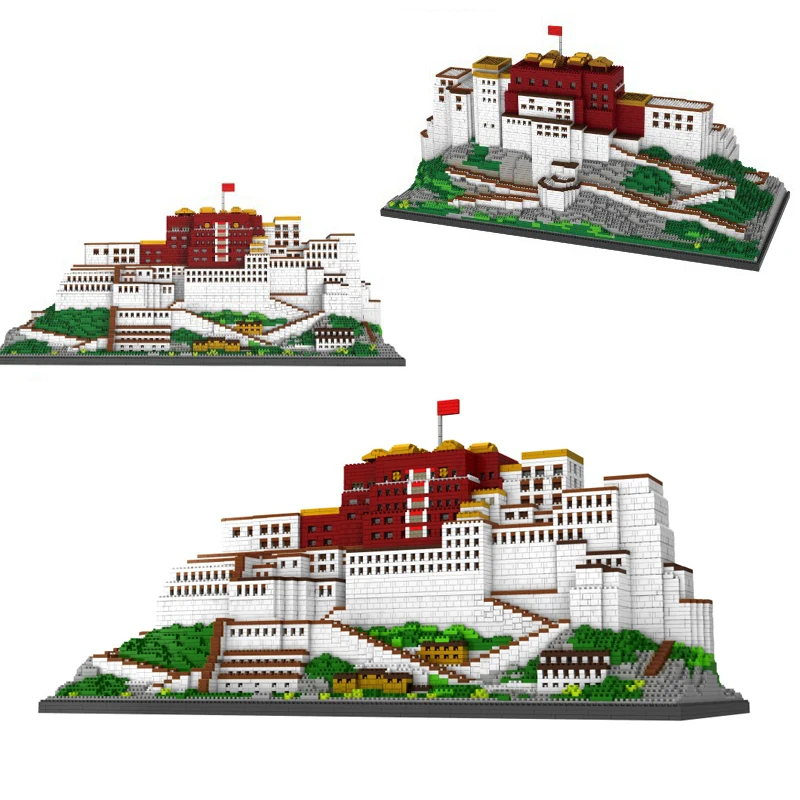

PZX Children Gift China Tibet Famous Architecture 3D Model Diamond Bricks Mini Building Blocks Toys Potala Palace