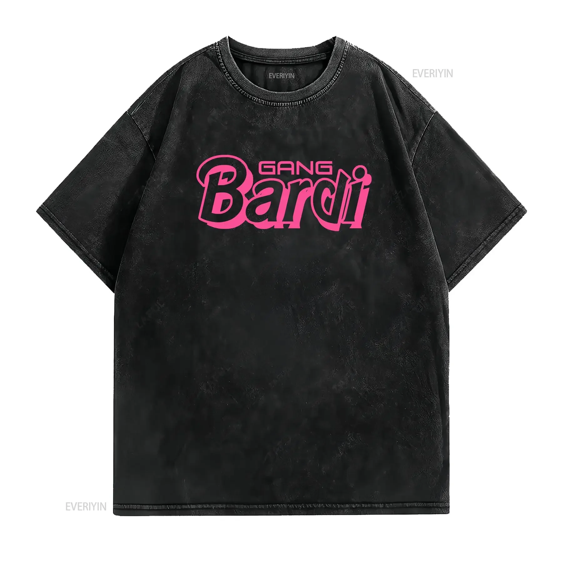Фото Футболка Cardi B Bardi Gang в стиле хип-хоп, женская, латиноамериканская, винтажная, с эффектом потертости, модная, с графическим принтом, стильная, дышащая, дизайнерская одежда, универсальная. №2