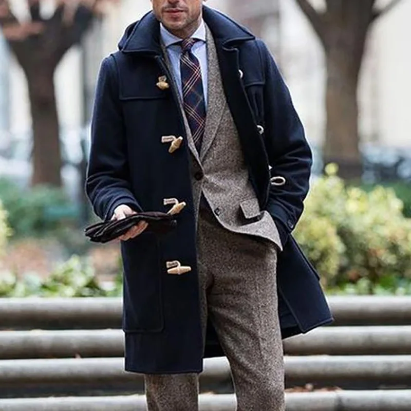 

Men's Jacket 2023 Autumn-winter New Thickened Mid-length British Style Casual Plus-size Coat