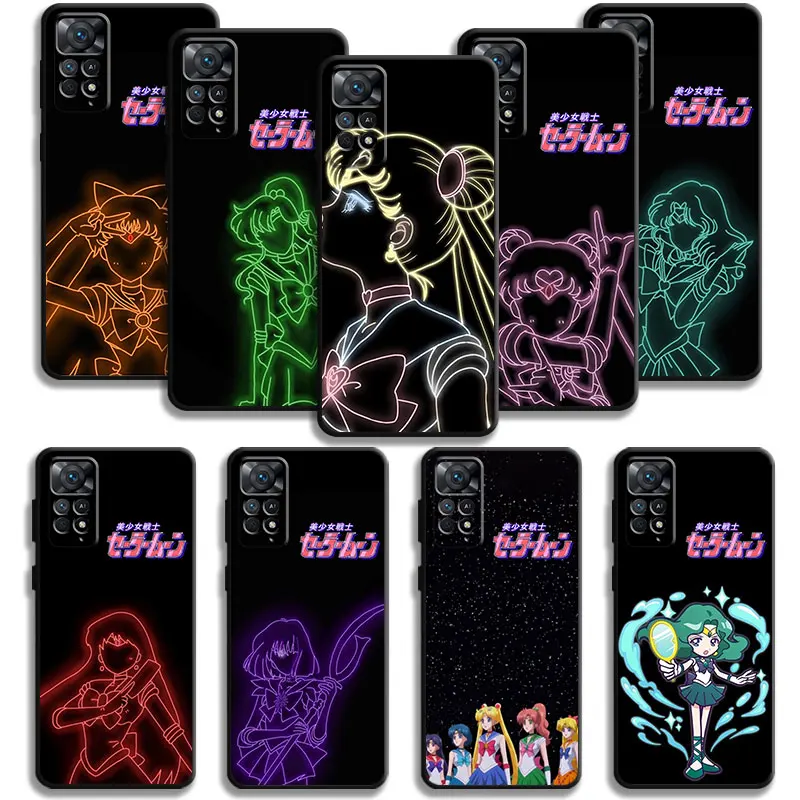 Чехол для телефона Xiaomi Redmi Note 12, 11T, 11S, 11, 10, 8 Pro, 9, 9S, 9T, 8T, для Mi 10, 8, 9A, 9C, 10C, K40, чехол с аниме, яркий Сейлор Мун