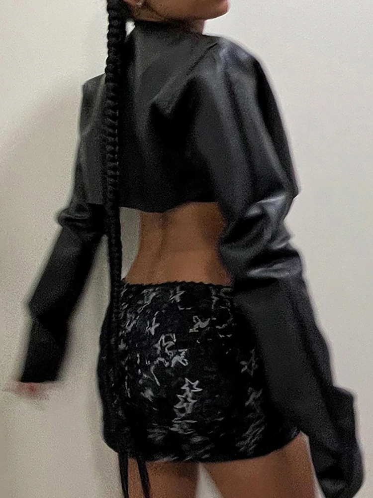 Укороченные куртки в стиле хип-хоп из искусственной кожи панк-стиле гранж