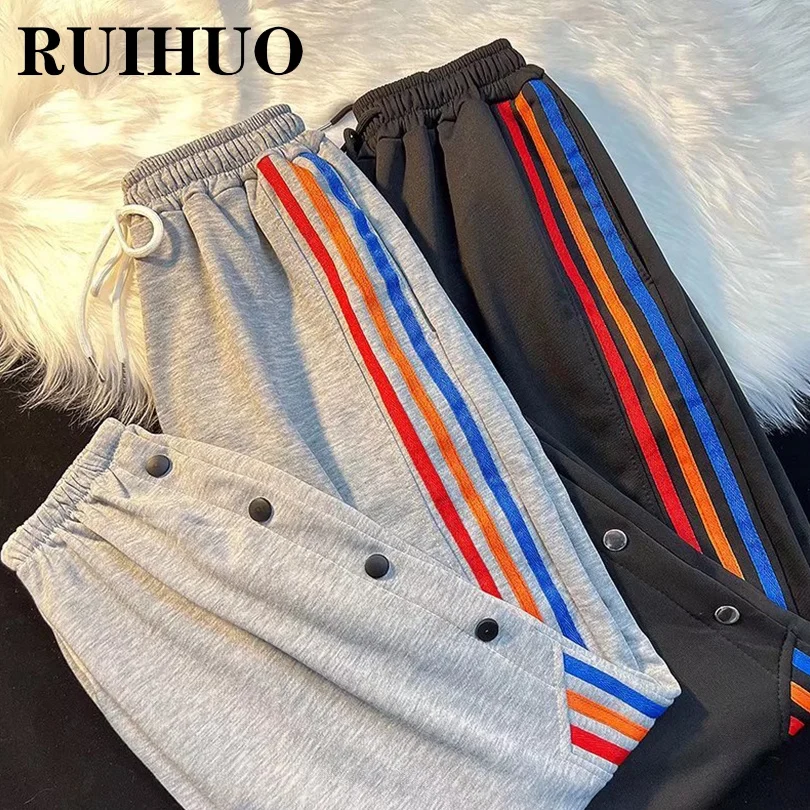 

Повседневные брюки RUIHUO длиной до щиколотки, Мужская одежда, модная китайская модель 3XL, уличная одежда, искусственная кожа, Новое поступлени...