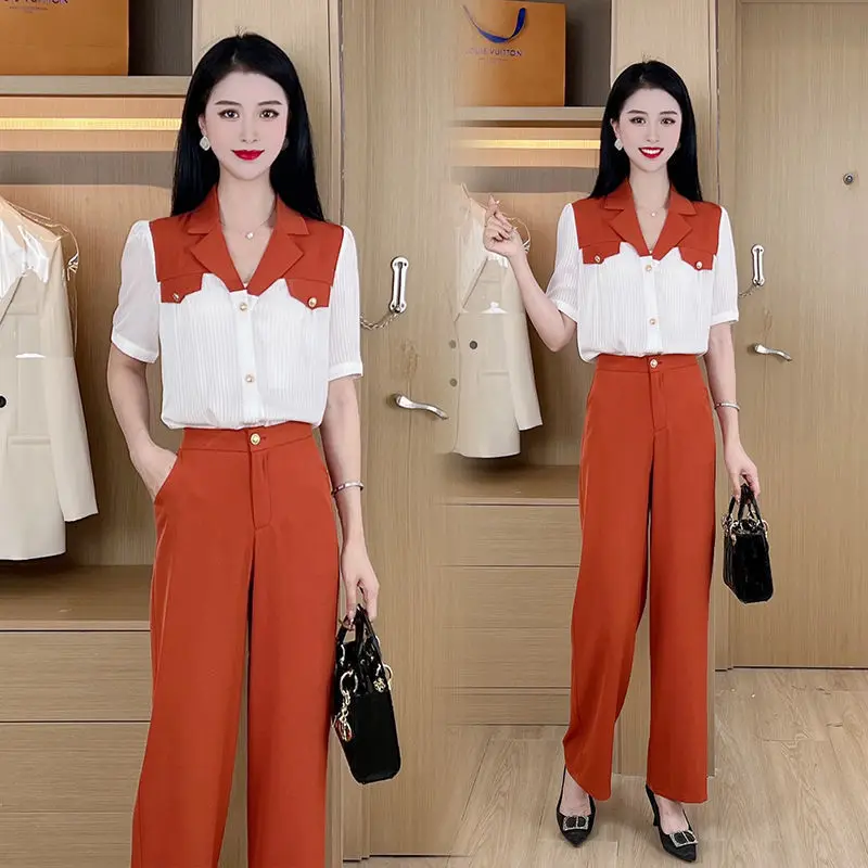 

Женский Летний Тонкий Блейзер и брюки, комплект из 2 предметов, элегантная рубашка и брюки в Корейском стиле для офиса, повседневная женская ...