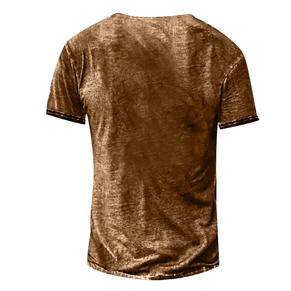 

Vintage Men's V-neck Button T Shirt Summer Print Short Sleeve Gothic Punk T Shirt For Men Tops Tee Shirt Man Punk Streetwear A50