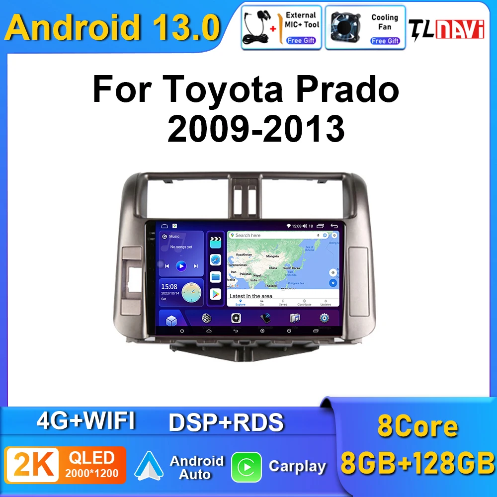Автомобильный радиоприемник Carplay 128G для Toyota Land Cruiser Prado J150 2009 2010-2013 Android