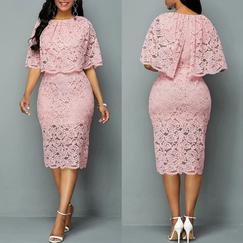 

KK African Lace Dresses For Women Fashion New Africa Sexy Wedding Outfit Gowns Plus Size Maxi Dress Dashiki Ankara Pink Robe