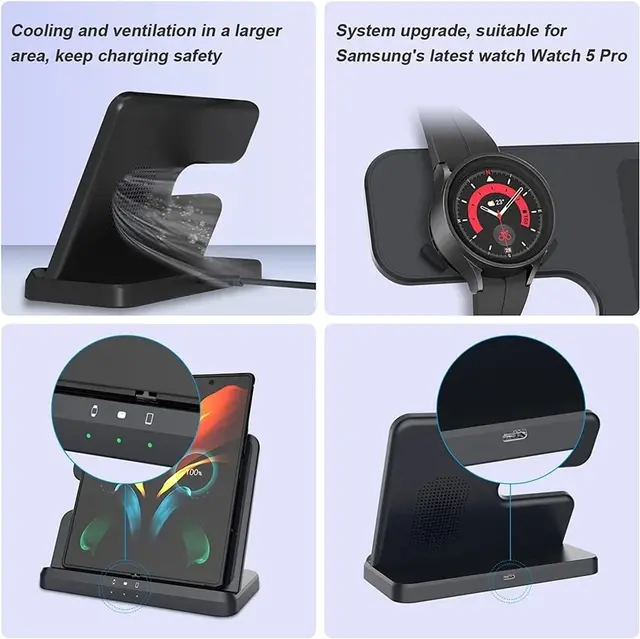 30W 3 in 1 Wireless Charger Stand For Samsung S22 S21 S20 S10 Ultra Note Galaxy Watch 5 4 Active Buds Fast Charging 5