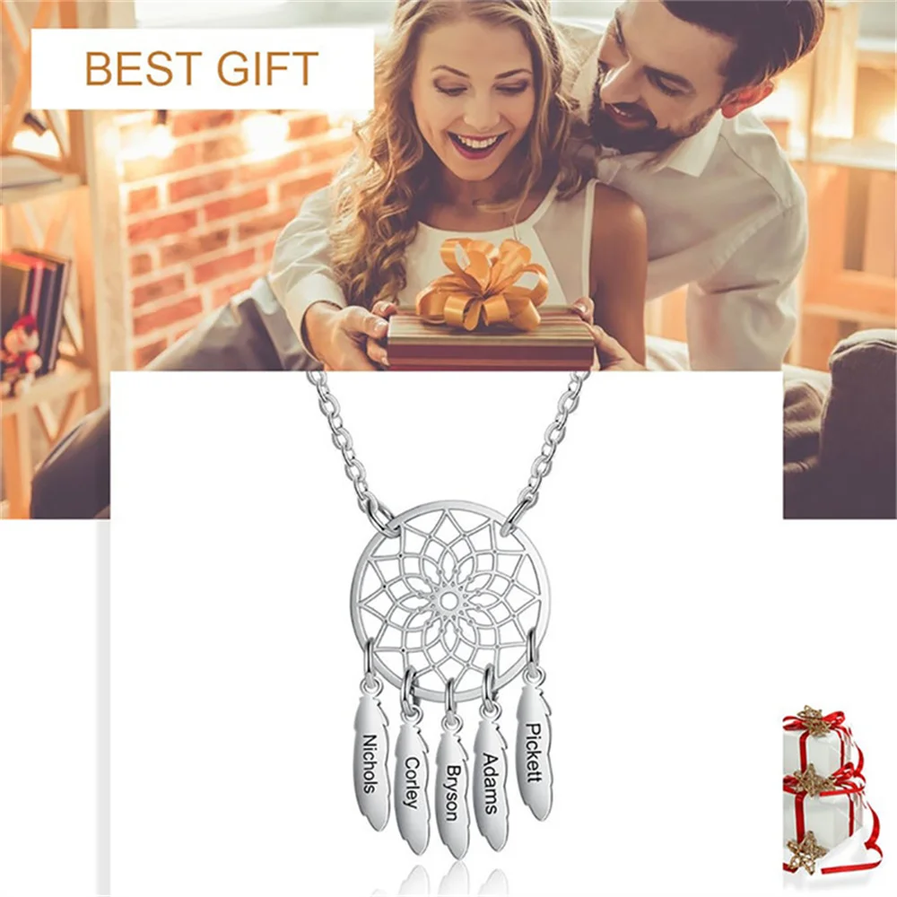 Custom Couple Necklace Round Fashion Name Hanging Tag Stainless Steel Necklace Custom Name Valentine's Day Gift Free Shipping