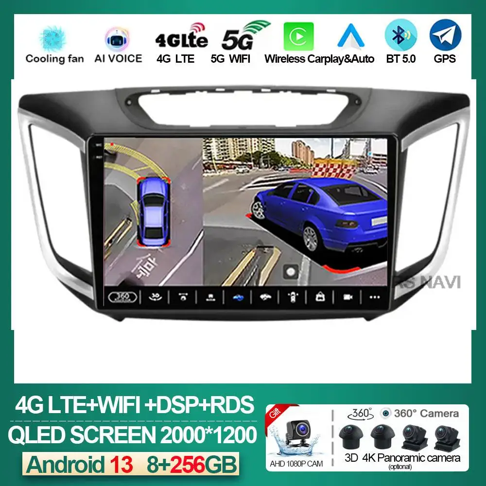 

Автомагнитола на Android 13 для Hyundai Creta IX25, мультимедийный видеоплеер с GPS-навигацией, головное устройство 2din для Hyundai Creta IX25 2015, 2016, 2017, 2018, 2019