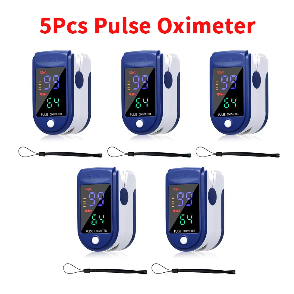 

Пульсоксиметр SpO2 PR Пальчиковый портативный, прибор для измерения пульса и уровня кислорода в крови, с OLED-экраном, 5 шт.