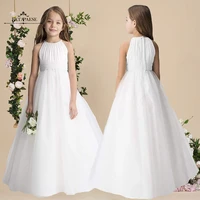 fatapaese chiffon tulle flower girl dress wedding party junior bridesmaid dresses of flower girl a line ivory first commion gown