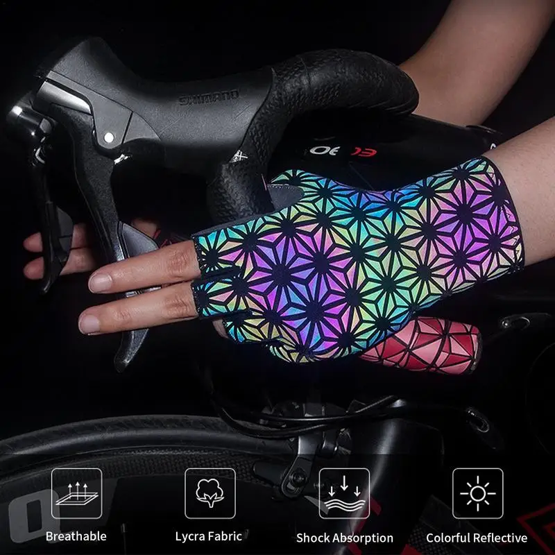 

Велосипедные перчатки с открытыми пальцами, многоцветные амортизирующие велосипедные перчатки с подкладкой, нескользящие перчатки для горного и дорожного велосипеда