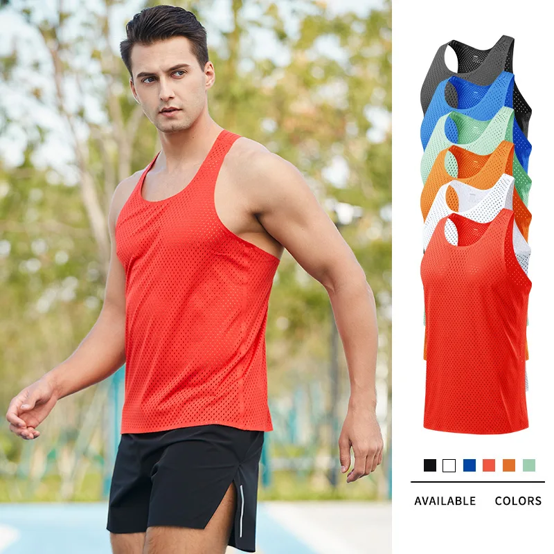 

Summer Marathon Running Vest Men's Athletic Track Field Cross Country Training Thin Wind Tunnel Mesh Racing Quick Dry Tank Tops