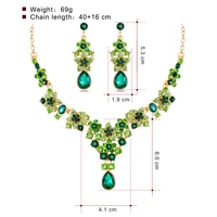 wangaiyao new wedding jewelry fashion temperament multicolor crystal bridal necklace set all match necklace earrings two piece s