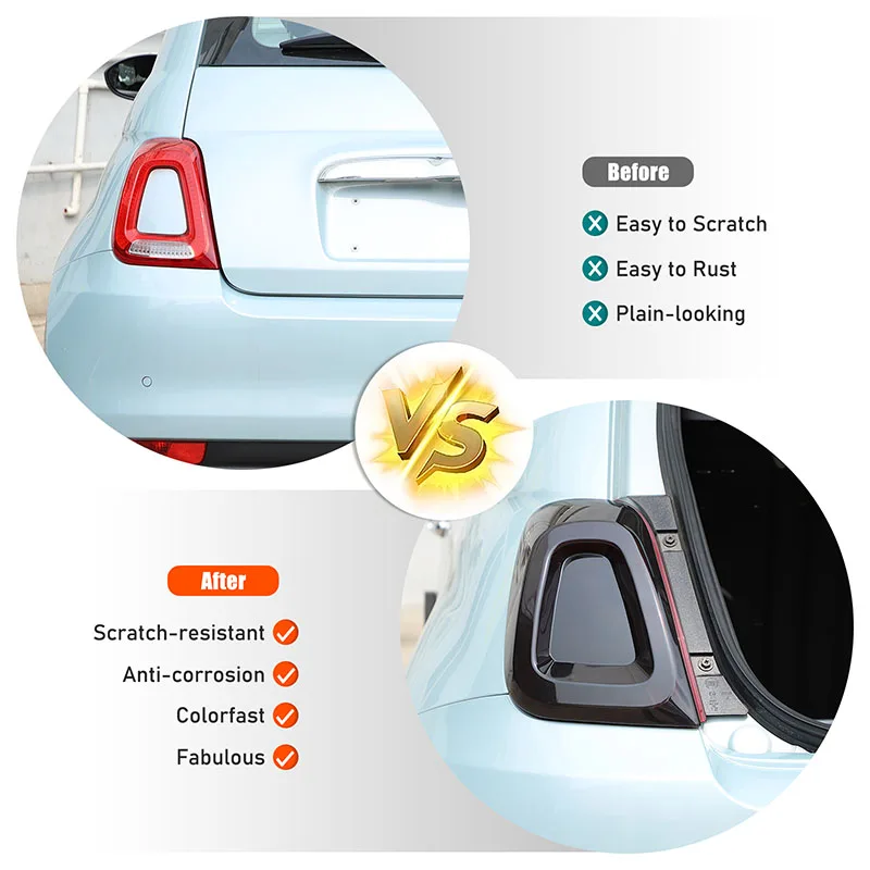 Для Fiat 500 2016-2023 ABS автомобильная лампа заднего фонаря декоративная крышка дисплей