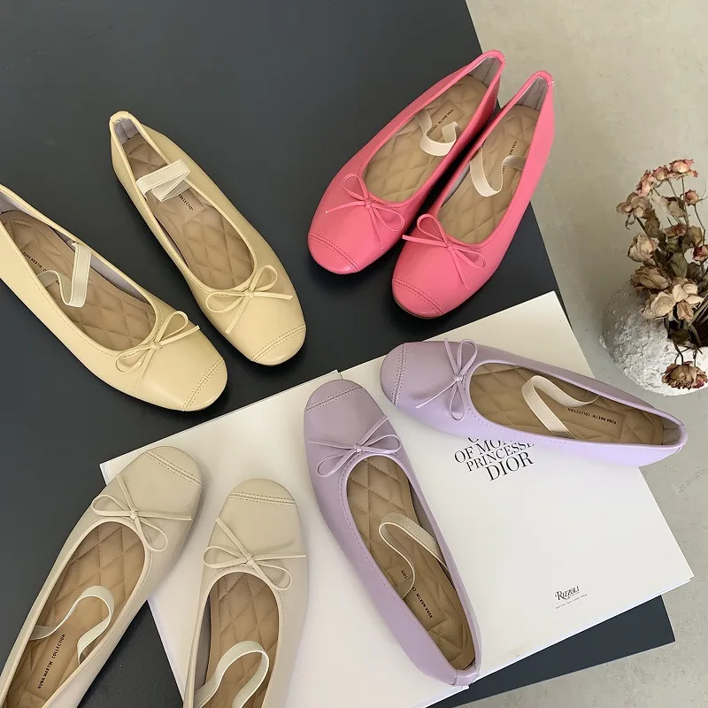 

Женские балетки с бантом, Туфли Мэри Джейн на плоской подошве, с круглым носком, в Корейском стиле, весна-осень 2023