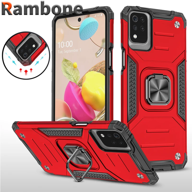 

Shockproof Magnetic Car Holder Phone Case For LG K52 K53 K61 K92 5g Metal Ring Cover For LG K40s K50s K51s Armor Back Cover