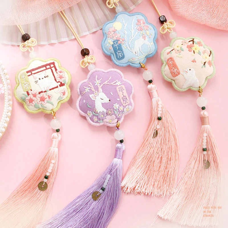 

Брелок с вышивкой кролика, «сделай сам», мужской материал в упаковке, женский брелок ручной работы, подвеска, брелок для ключей для девушек