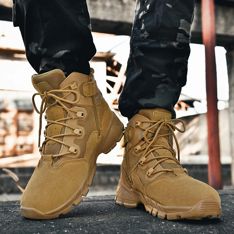 New Outdoor Military Tactical Boots Men Genuine leather Trekking Hiking Shoes Special Force Tactical Shoes Men Combat Army Boots