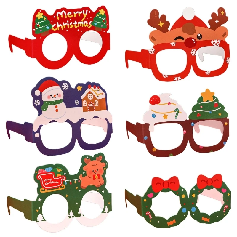 

5xPaper Eyeglass Frame Christmas Gift Navidad New Year Supply Photography Props