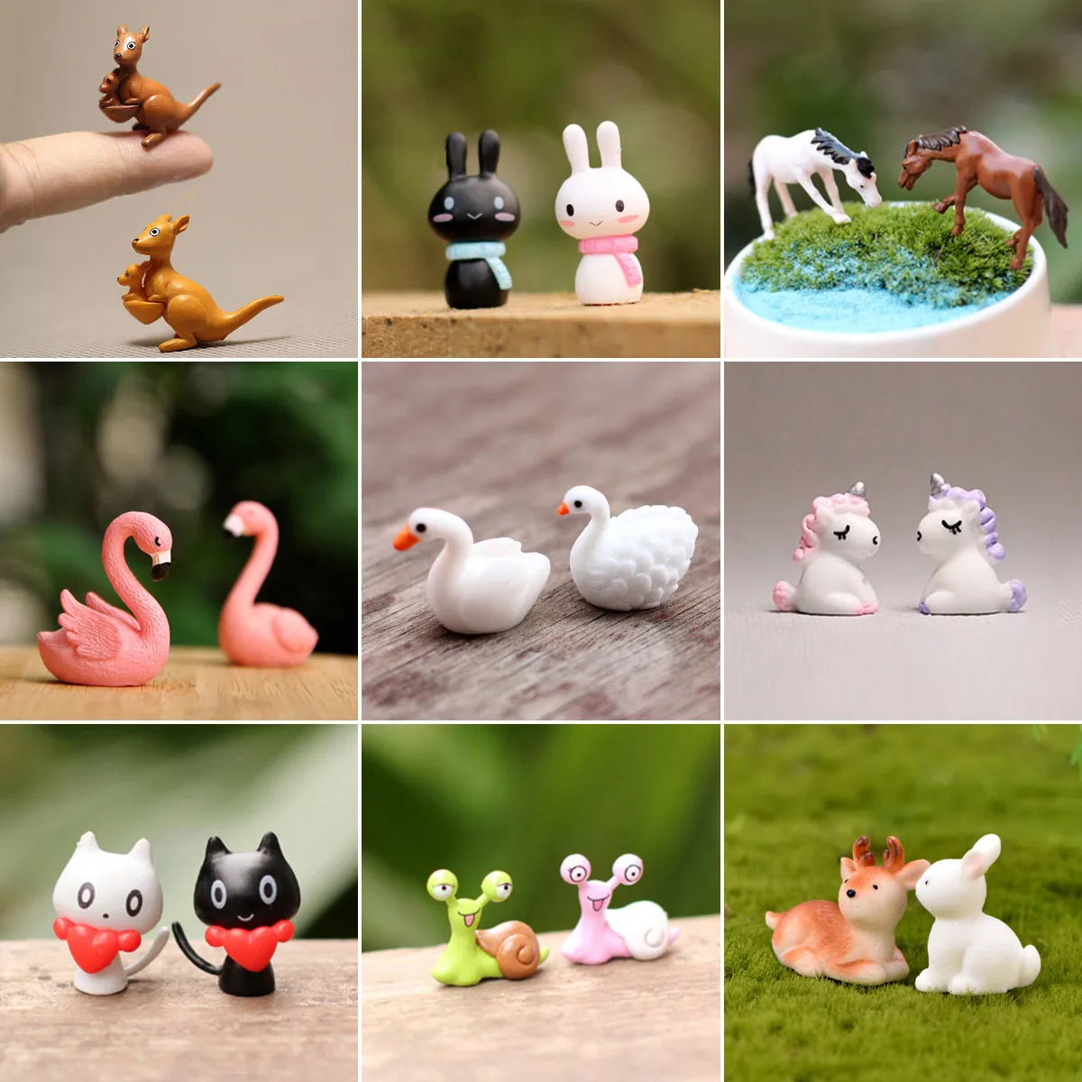 

Fairy Garden Miniature Landscape Tiny Flamingo Animal Figurine Small Duck Frog Terrarium Moss Decor Dollhouse Accessories Toy