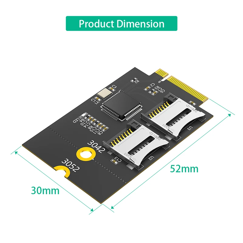 НОВЫЙ 3042/3052 M.2 B Key USB Bus to Dual Micro SD TF Card T-Flash Reader Adapter Riser M2 NGFF Key-B WWAN Слот для
