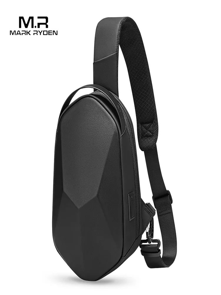 

MARK RYDEN 9.7 Inch Ipad Men Shoulder Bag Black Anti-theft Water-repellent Male Crossbody Bag Short Trip Sling Bag USB Charging
