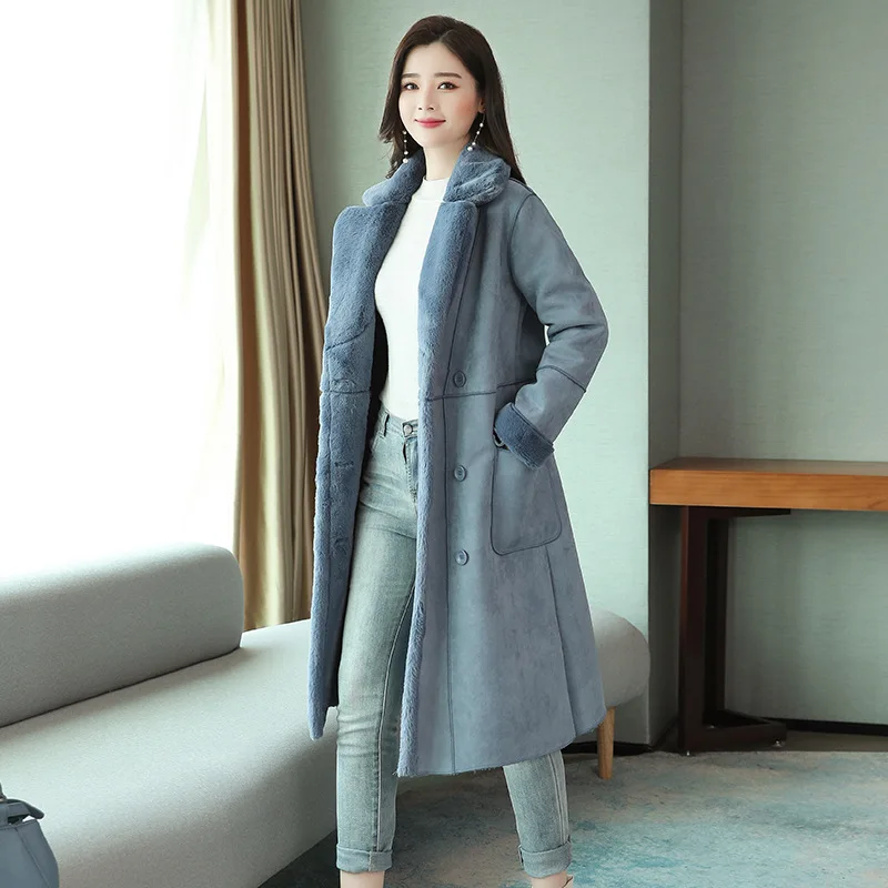 Lamb Wool Coat Women Winter 2022 New Loose Fur Cotton-Padded Jacket Mid-Length Deerskin Overcoat