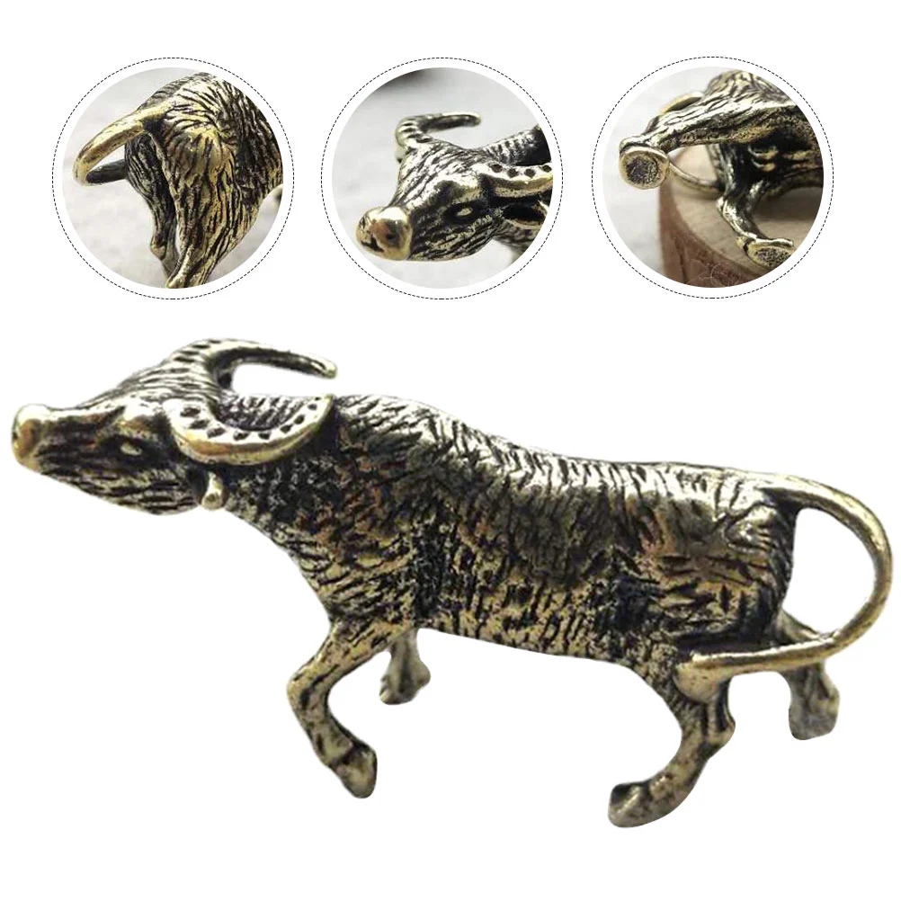 

Statue Cattle Bull Ox Charms Figurine Chinese Sculpture Shui Brass Feng Pendant Zodiac Charm Animal Cow Figure Mini Pendants