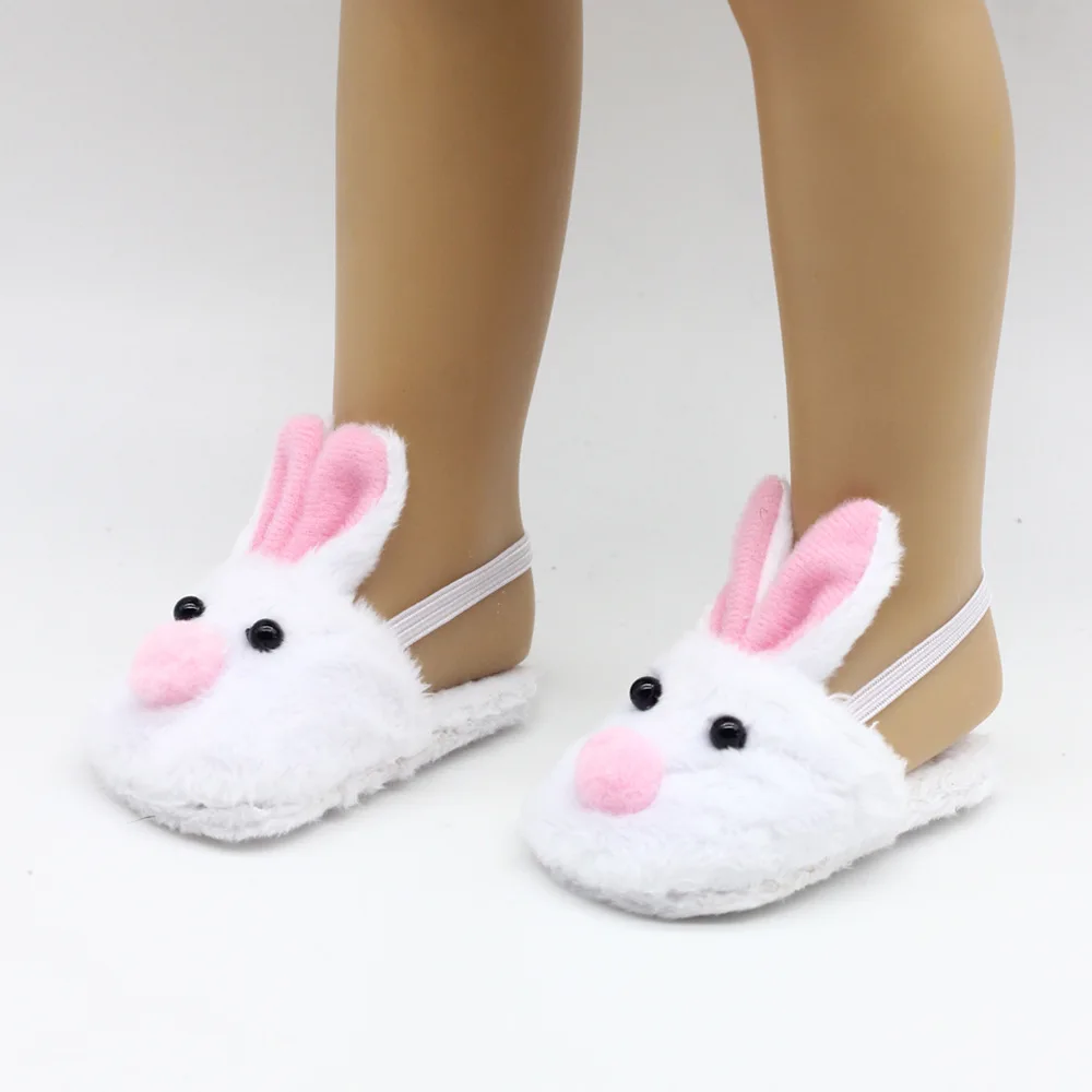 

Cute Animal Plush Slippers for 18 Inch Gril Dolls Toy Accessory 43cm Baby Girl Doll Plush Animal Slippers Rabbit Bear Shoes Toys