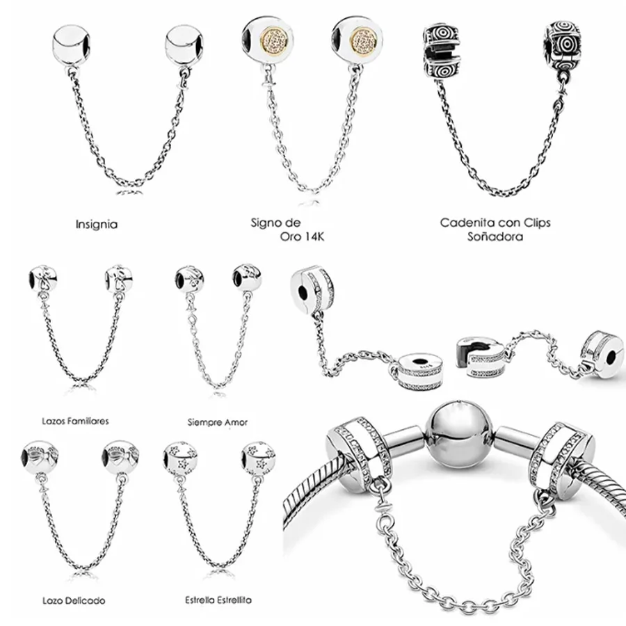 

Safety Chain For Bracelets Silver 925 Accessories Bead Charms Fit European Charm Women Diy Luxury Jewelry Making