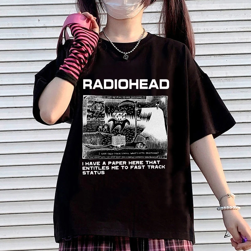 

Radiohead T Shirt Men Fashion Summer Cotton T-shirts Kids Hip Hop Tops Arctic Monkeys Tees Women Tops Rock Boy Camisetas Hombre