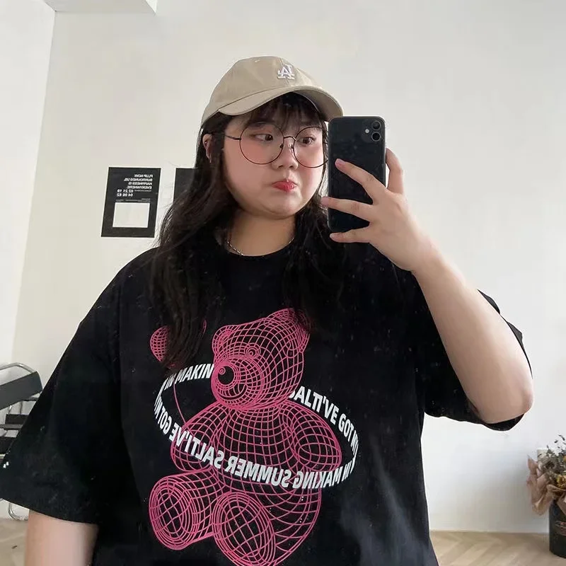 Свободная эластичная удобная футболка для женщин одежда больших размеров