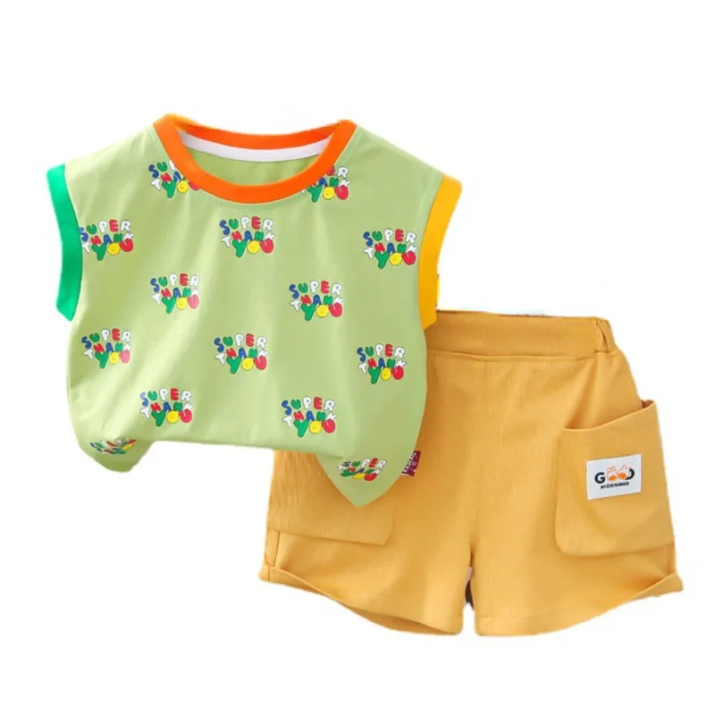 

New Summer Baby Girls Clothes Toddler Boys Casual Letter Vest Shorts 2Pcs/Sets Children Outfits Infant Costume Kids Tracksuits