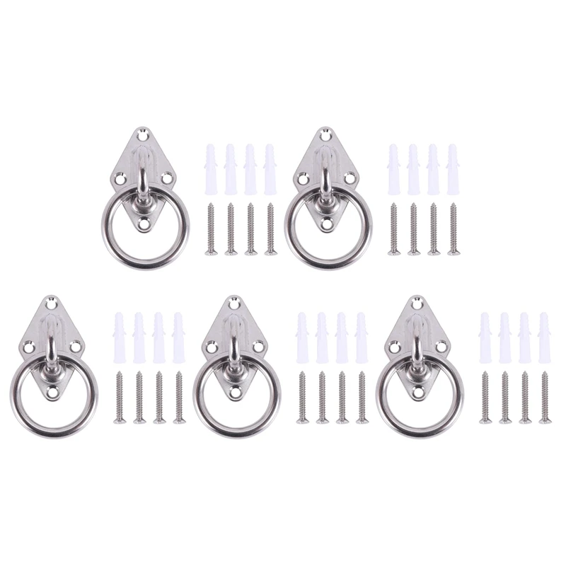 

JEYL 5Pcs 80Mmx50mm Mounting Hook For Wall Or Ceiling With Round Ring Stainless Steel - Bracket / Attachment