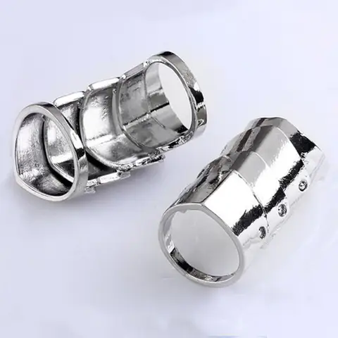 Длинное двойное кольцо унисекс в стиле панк с 4 шагами и полным пальцем на шарнирах