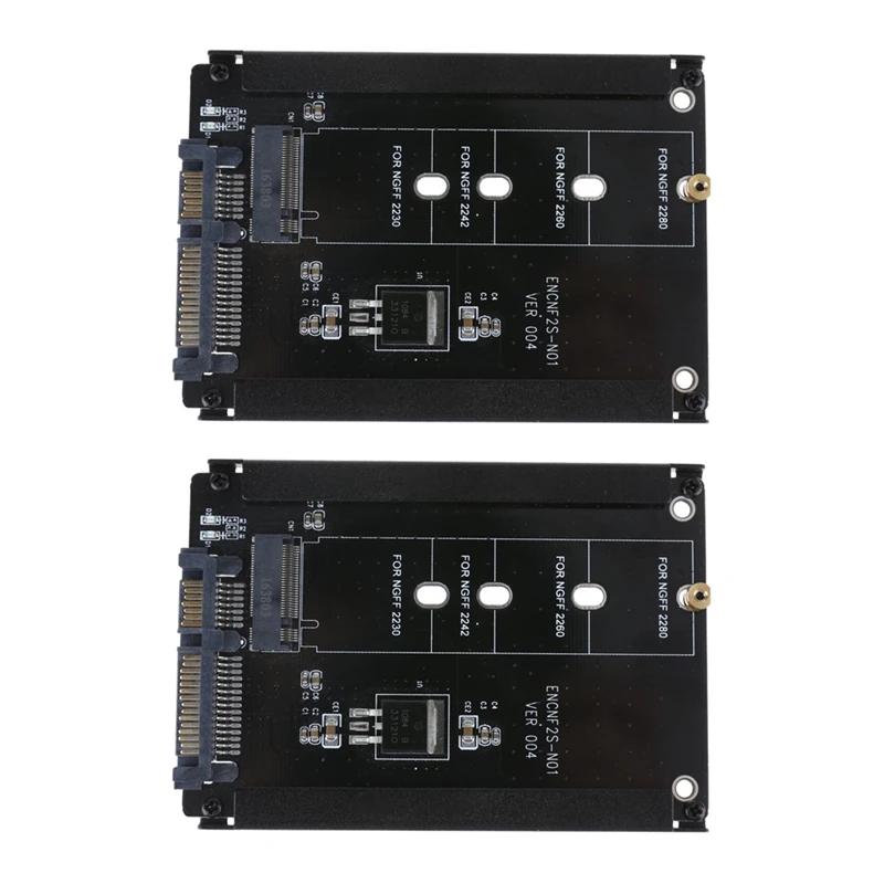 2X Black Case CY B+M Socket 2 M.2 NGFF (SATA) SSD To 2.5 SATA Adapter For 2230/2242/2260/2280Mm M2 SSD