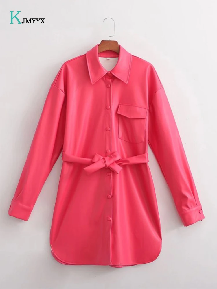 

Женское платье средней длины на шнуровке, однотонное элегантное свободное платье с отложным воротником и длинными рукавами, лето 2022