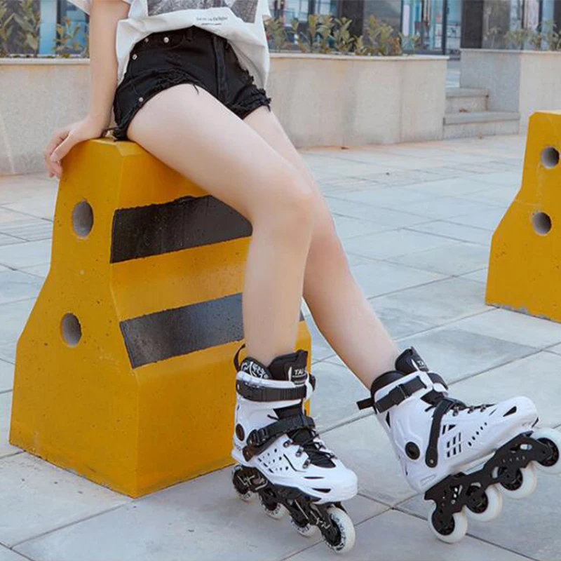 

Professional Roller Skates Adult Outdoor Sneaker Rollerblading Men and Women Slalom Fancy Inline Shoes Adult Skates Pulley