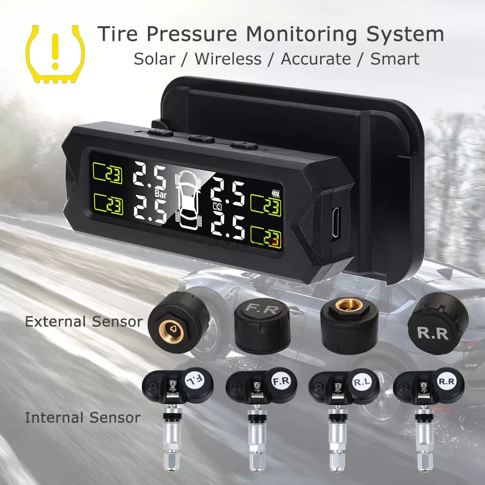 

Система мониторинга давления в шинах Power TPMS Предупреждение о температуре топлива, датчик давления в шинах, автомобильная сигнализация безо...
