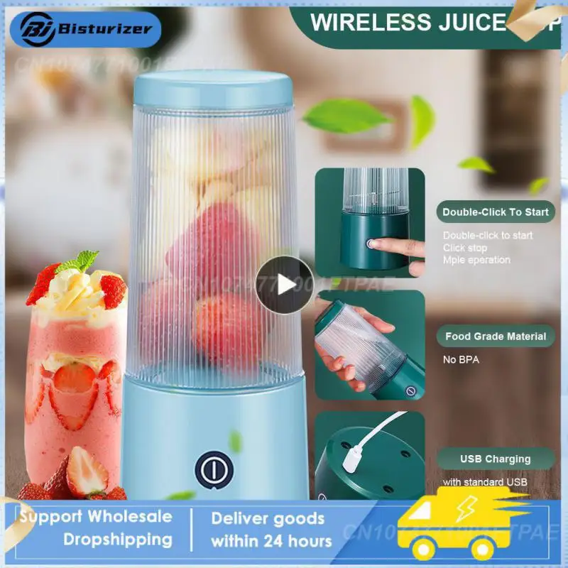 

Fruit Juice Cup 350ml Small Smoothie Blenders 4 Blades Electric Juice Cup Fruit Squeezer Kitchen Utensils Food Mixer Mini Juicer